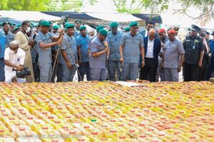 CGC Adeniyi inspects 29,000 litres of petrol contained in jerrycans intercepted by Operation Whirlwind in Ogun State